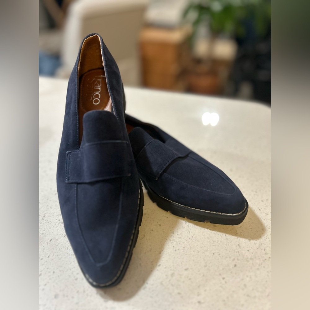 Franco Sarto Navy Suede Loafers – Women’s Size 37